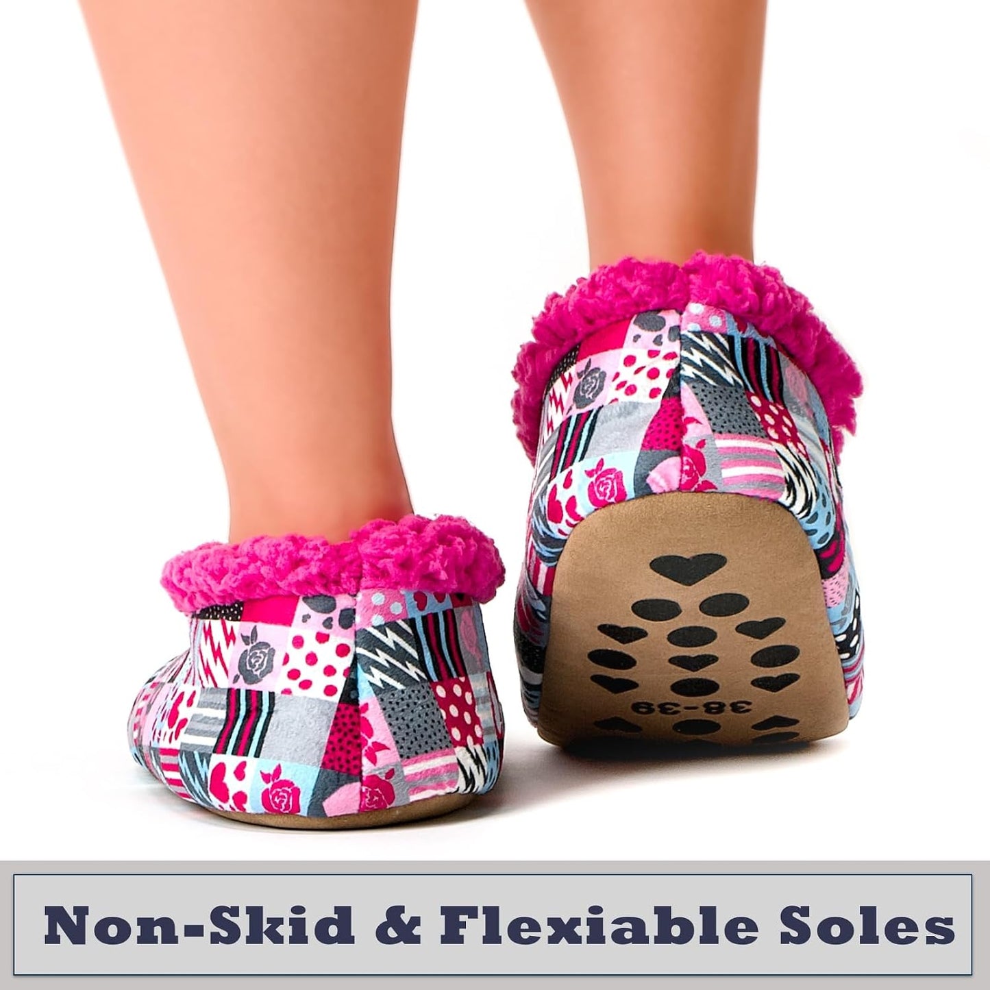 Cozylook Fuzzy Slippers for Women Indoor Soft Sole Slipper Socks with Non Slip Grippers Warm Fluffy