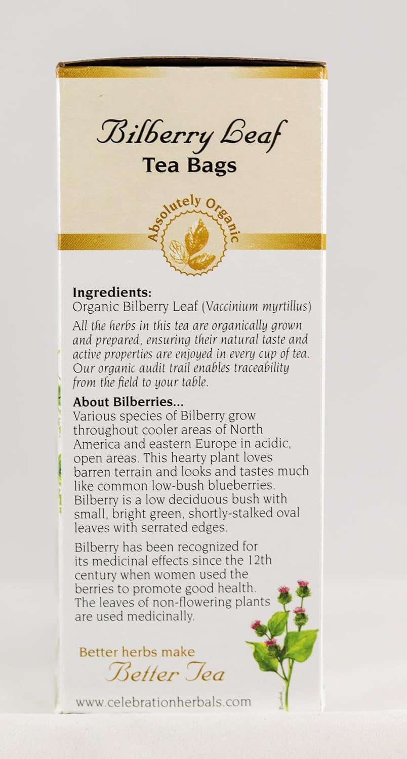 Celebration Herbals Teabags Herbal Tea Bilberry Leaf Organic, 24 Bags