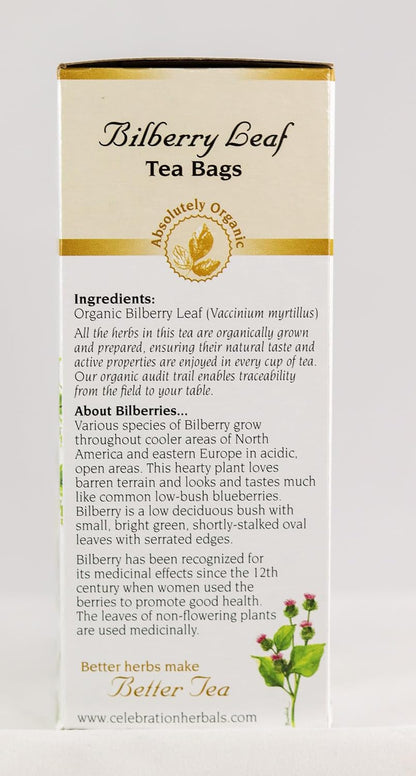 Celebration Herbals Teabags Herbal Tea Bilberry Leaf Organic, 24 Bags