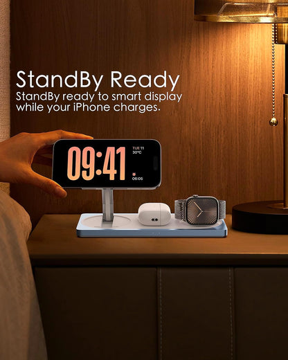 PETINO 3 in 1 Wireless Charging Station for Apple Devices with MagSafe