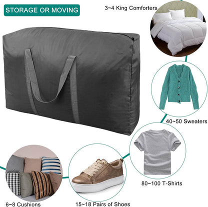 100L Extra Large Storage Bags, Big Moving Bags with Strong Zippers & Carrying Handles, Packing Bags for Moving, Storage, Travel and Camping, Storage Totes For Space Saving (Black)