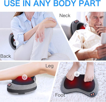 Papillon Back Massager with Heat, Shiatsu Deep Tissue Massage for Neck, Shoulder, Upper & Lower Back Pain Relief, Electric Kneading 3D Massager Pillow,Gifts for Women,Men,Mother,Her (Gray)