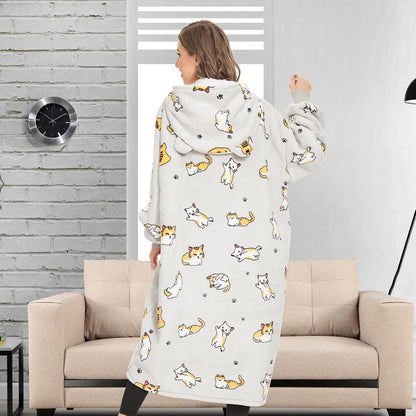 THREE POODLE Wearable Blanket Hoodie for Women, Oversized Sherpa Sweatshirt Blanket for Adults Men, Cozy Hooded Blankets, Gifts for Teen Girls Women Mom Sister