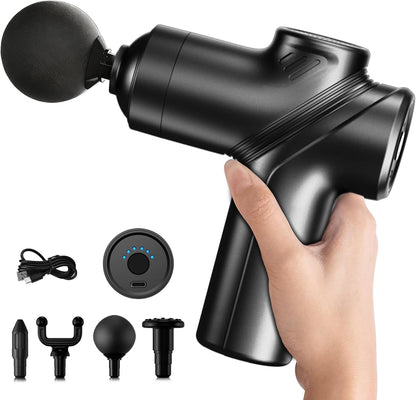 LEERCON Massage Gun Deep Tissue, Silent Motor and Portable Massage Gun with 4 Interchangeable Heads for Deep Muscle Relief and Relaxation, Relax Gift