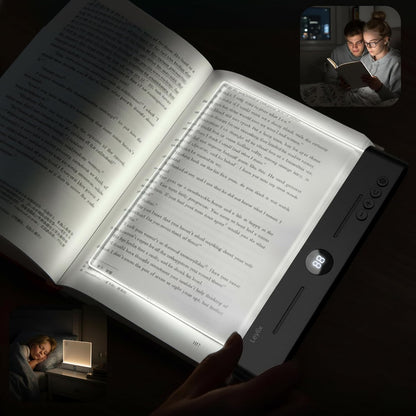 XL LED Flat Book Light for Reading at Night in Bed, Matte Pink | Eye-Caring Page Illuminator 3 Color Temperatures Stepless Dimmable USB Rechargeable, Portable Flat Panel Lamp with Soft