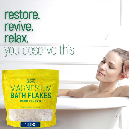 Magnesium Bath Flakes - Dead Sea Salt – Dead Sea Salts for Soaking – Magnesium Flakes for Bath - Enhanced with Aloe Vera (5 Pound)