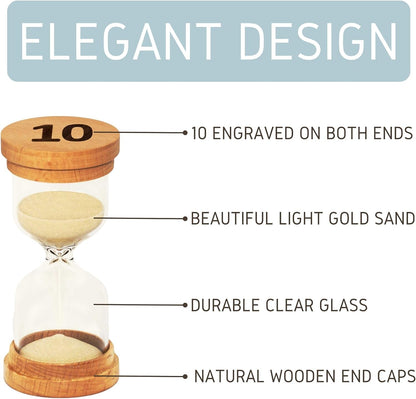 Sand Hourglass Timer - Glass Sand Clock Minutes - Modern Hourglass Watch with Wooden End Caps for Kids, Games, Classroom, Kitchen, Home or Office Decor (5 Minutes)