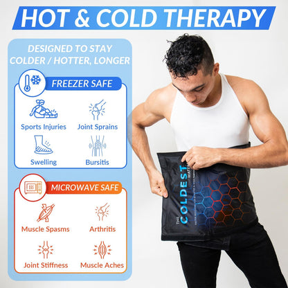 Coldest Ice Pack for Back Pain Relief - All Body Multipurpose Ice Pack for Lower Back Pain, Swelling, Bruises, Surgery, Cramps - Hot & Cold Therapy - Reusable & Adjustable Gel (Large)