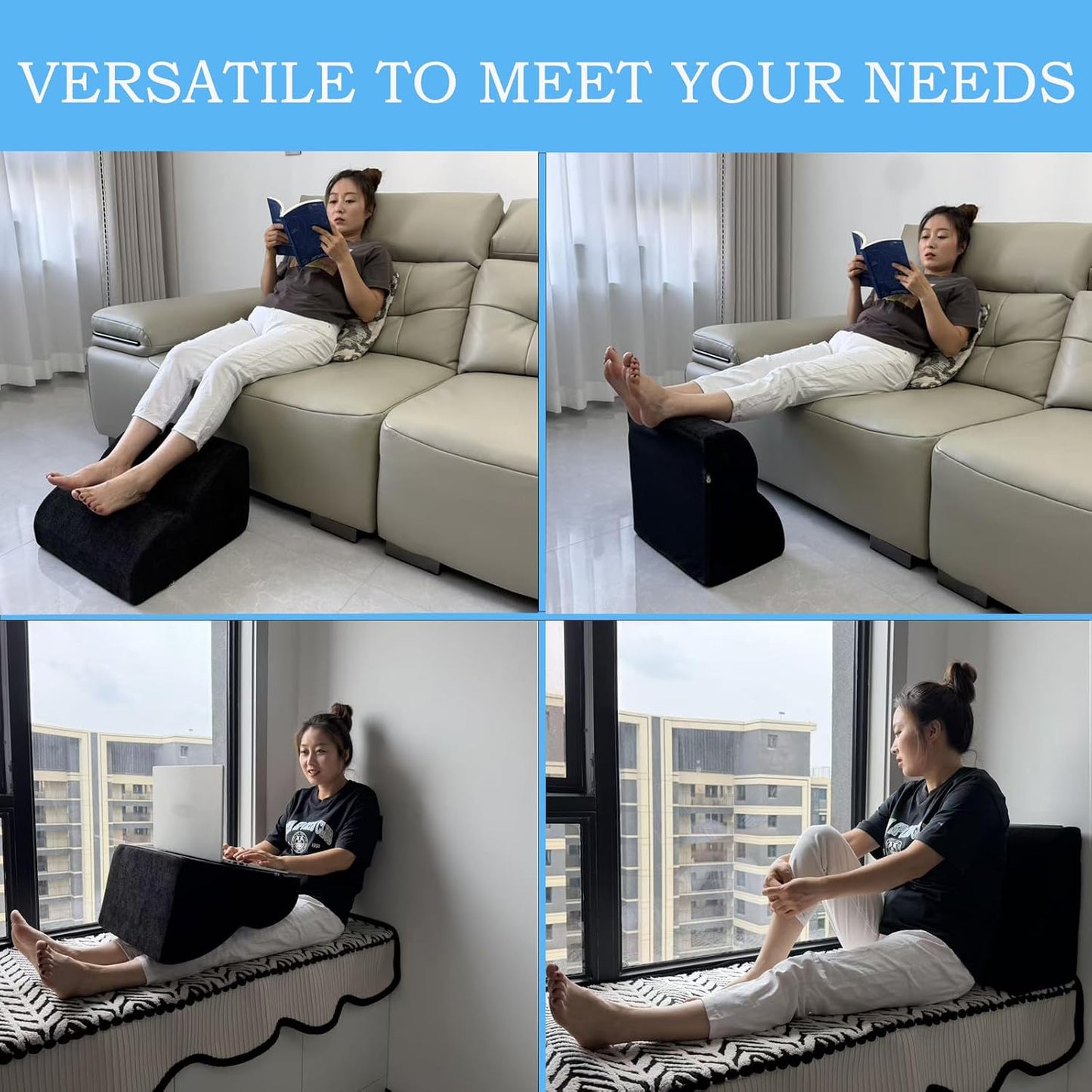 Foot Rest for Under Desk at Work.Multifunctional 3-Tier Foot Stool,with Washable Footrest.for Under Desk,Office Chair Gaming Chair & Sofa,Leg Elevation Pillow,Supports Posture -Dark Grey