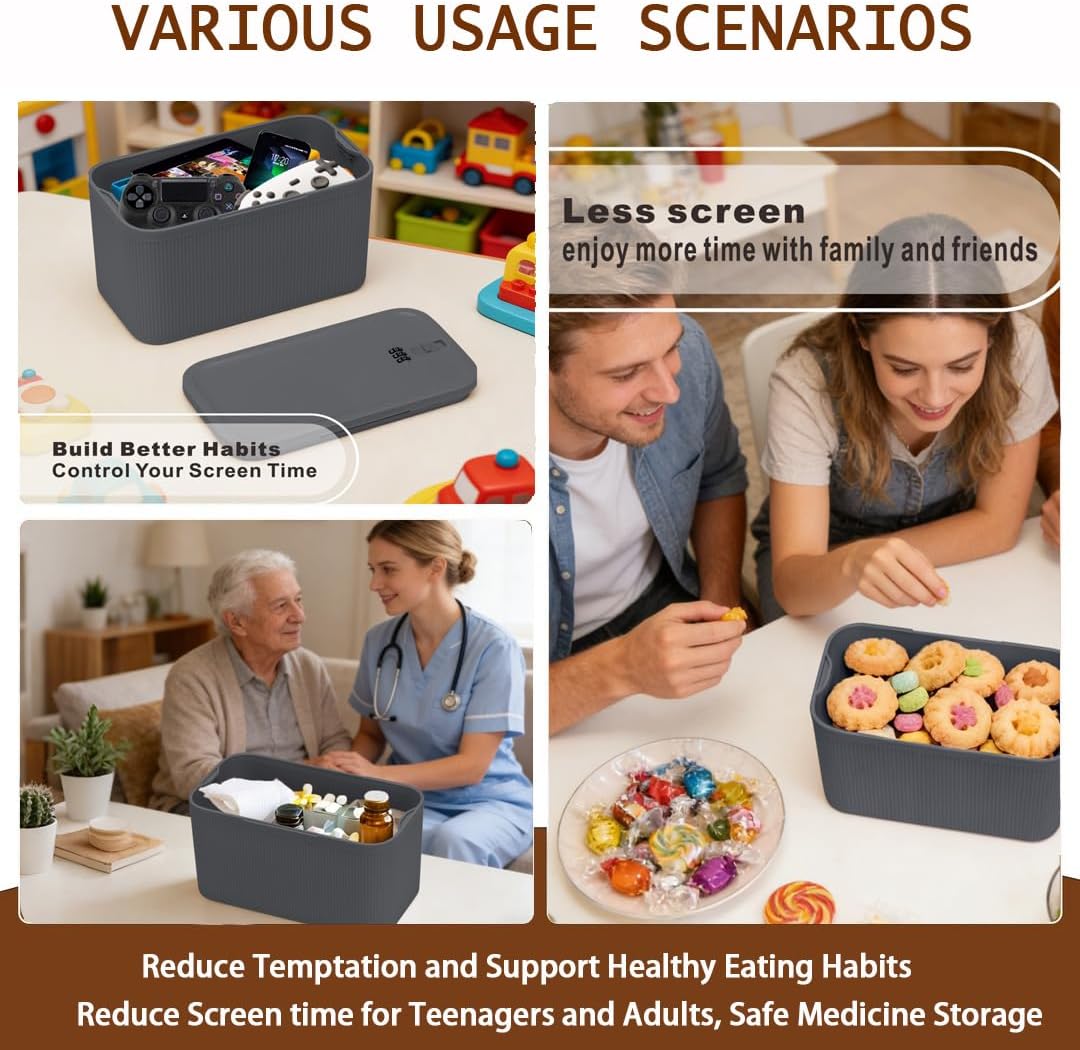 Medication Lock Box,Small Lockable Storage Box with Combination Code for Phone,Medicine Safe,Food, Home,Refrigerator,Office,Personal Items,Travel,Gift
