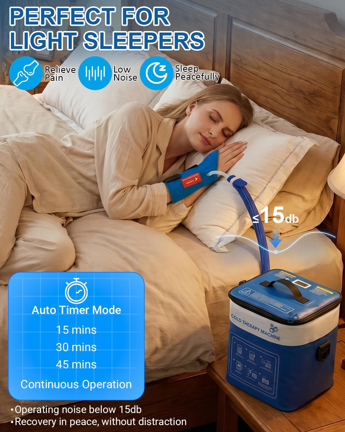 Cold Therapy Machine for Elbow, Ice Machine for Tennis Elbow&Post-Surgery Recovery, Cryotherapy Device with Temp Display & 3 Flow Modes, Adjustable Elbow Wrap for Arthritis, Bursitis, Swelling Relief