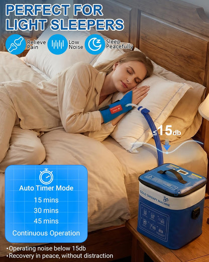 Cold Therapy Machine for Elbow, Ice Machine for Tennis Elbow&Post-Surgery Recovery, Cryotherapy Device with Temp Display & 3 Flow Modes, Adjustable Elbow Wrap for Arthritis, Bursitis, Swelling Relief