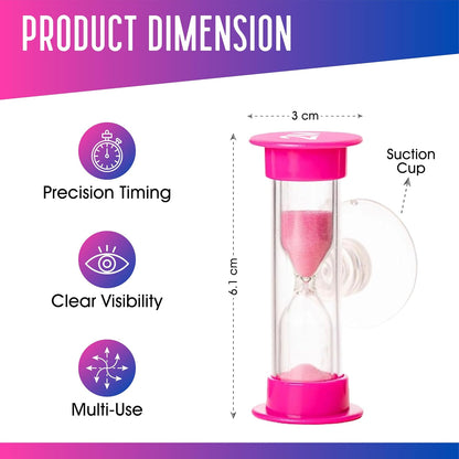 2 Minute Toothbrush Sand Timer for Kids - Set of 2 Small Blue and Pink Smiley Hourglass