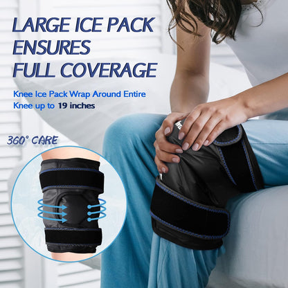 KingPavonini XXL Knee Ice Pack Wrap Around Entire Knee, 1 Pack, Blue