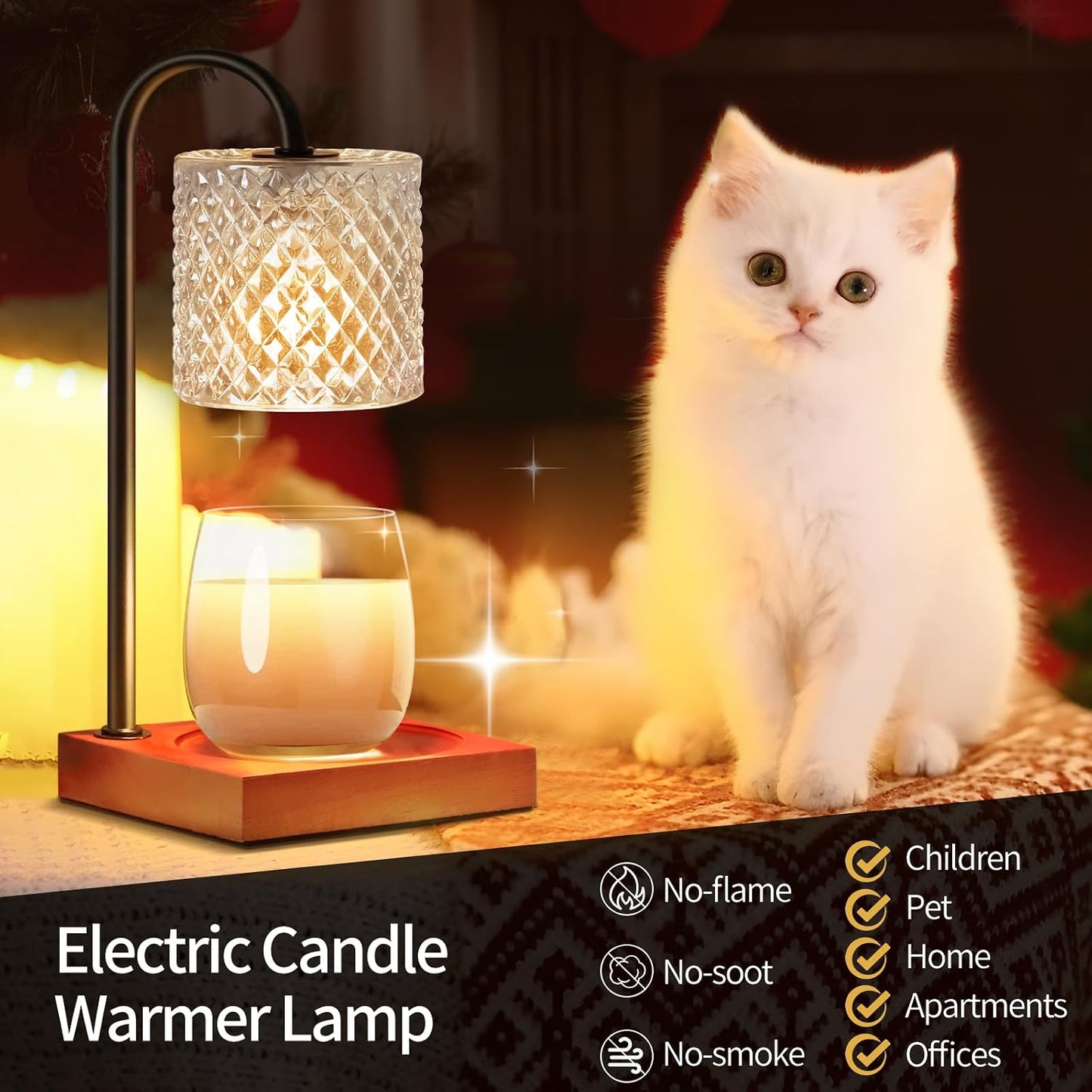 TigQiang Candle Warmer Lamp with Timer Dimmer, Birthday Gifts for Women Mom, House Warming Gifts, Elegant New Home Decor, Wax Warmer for Jar Candles, Heater Lamp for Scented Wax, Amber Glass