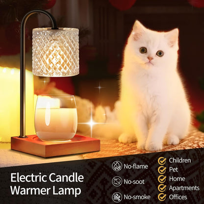 TigQiang Candle Warmer Lamp with Timer Dimmer, Birthday Gifts for Women Mom, House Warming Gifts, Elegant New Home Decor, Wax Warmer for Jar Candles, Heater Lamp for Scented Wax, Amber Glass
