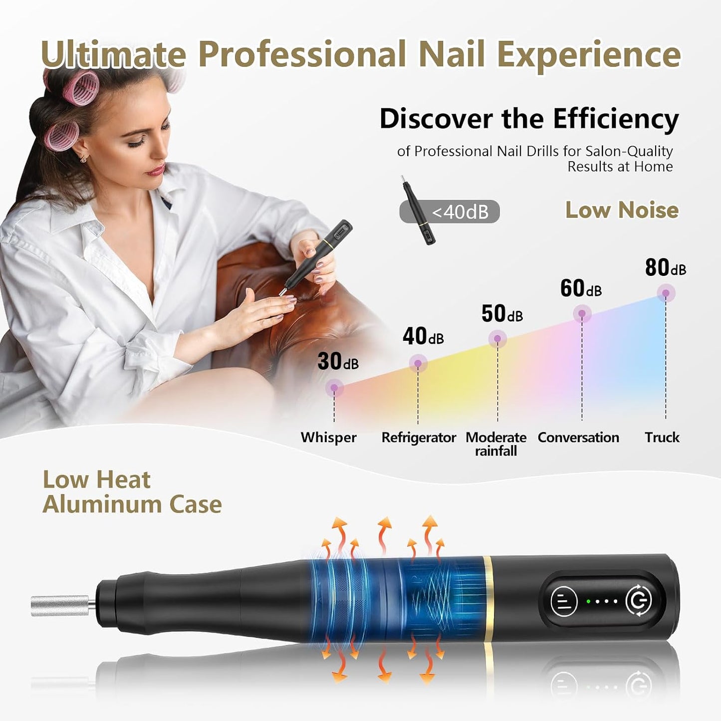 TUOBEO Cordless Nail Drill Electric Nail File Kit, Rechargeable Efile Set, Portable Acrylic Gel Nail Polish Remover Machine, Pedicure Manicure Tool, 11 Bits, 56 Sanding Bands, Salon Home, Purple