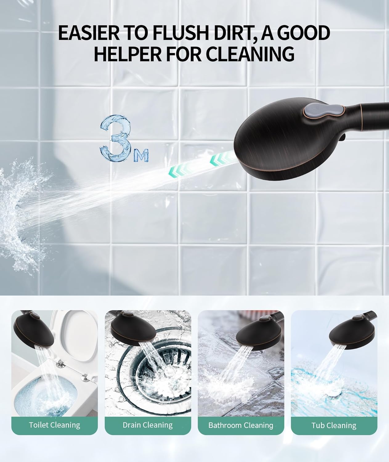SR SUN RISE Filtered Shower Head with Handheld High Pressure 9 Spray Mode Showerhead Detachable Shower Head Water Softener Filters Beads for Hard Water Remove Chlorine 1 Filter Chrome