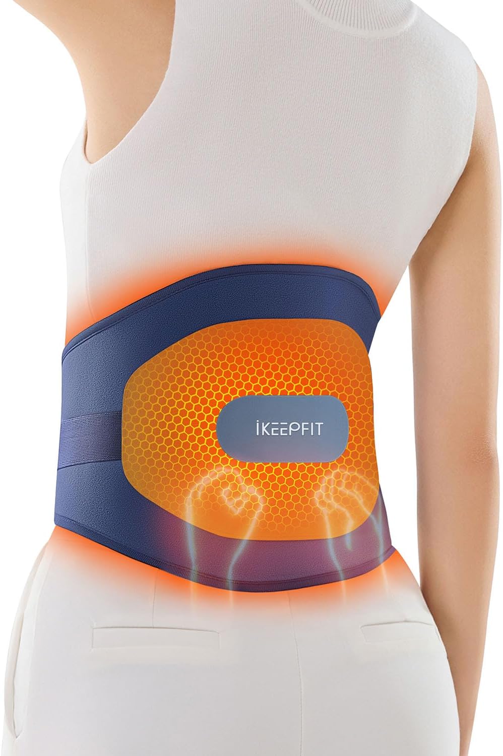 IKEEPFIT Portable Heating Pad for Back, FSA Eligible HSA, Cordless Heat Belt with Massager for Lower Back Pain Relief, Battery Powered 8000 mAh Rechargeable, MAXwarm 3.0, Gift for Women Men 90-310 lb