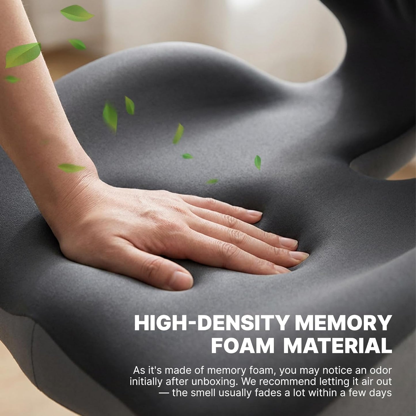 Ergonomic Seat Cushion, Office Chair Seat Cushions with L-Shaped Design, Memory Foam Orthopedic Cushion with Coccyx Hollow, Lumbar Support & Tailbone Pain Relief for Car, Truck, Gaming Chair (Black)