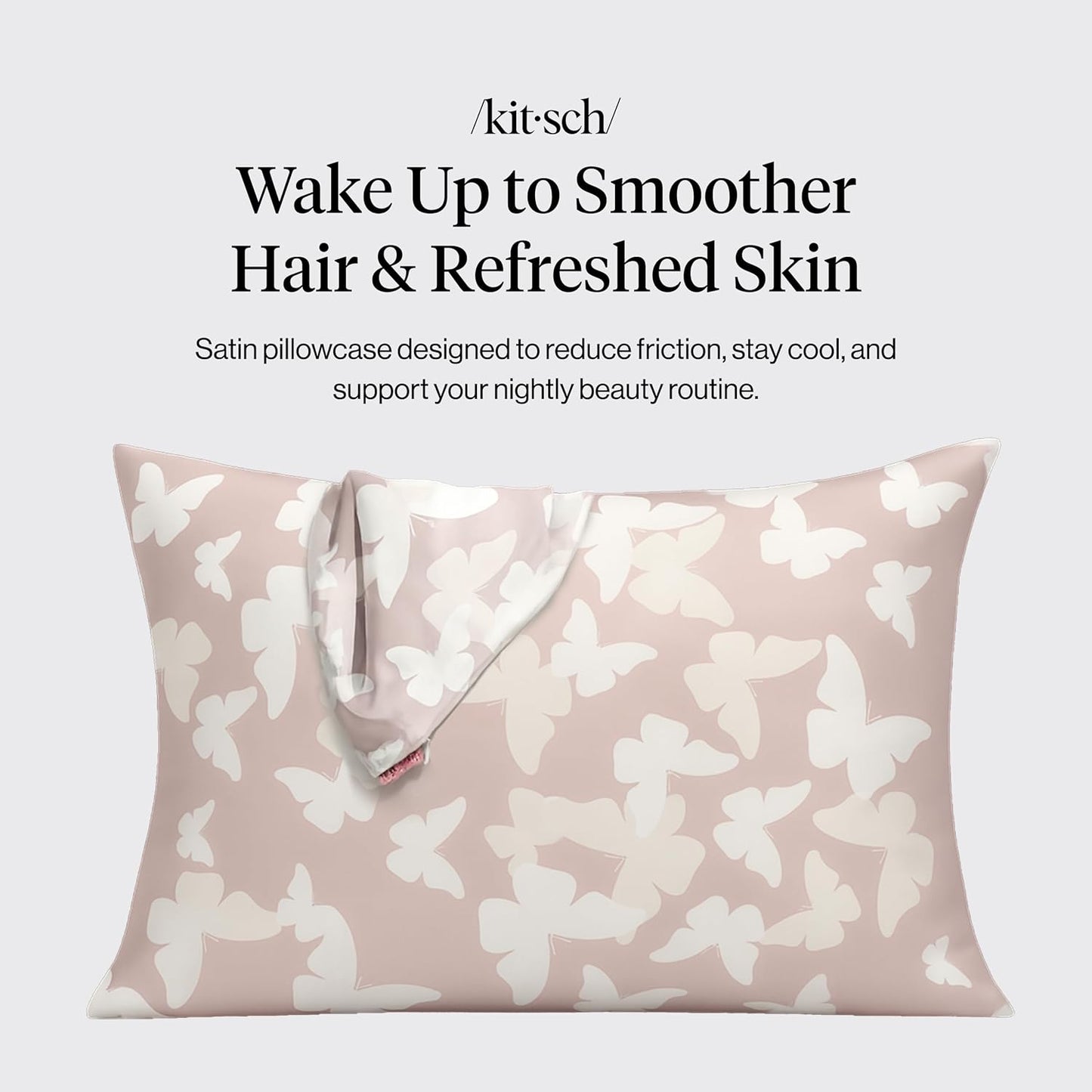 Kitsch Satin Pillowcase with Zipper for Hair & Skin - Softer Than Silk Pillow Cases, Smooth Cooling Satin Pillow Case, Wrinkle-Free, Machine Washable - Pillow Cases Standard Size (19x26) - Blush