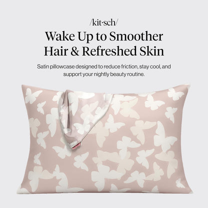 Kitsch Satin Pillowcase with Zipper for Hair & Skin - Softer Than Silk Pillow Cases, Smooth Cooling Satin Pillow Case, Wrinkle-Free, Machine Washable - Pillow Cases Standard Size (19x26) - Blush