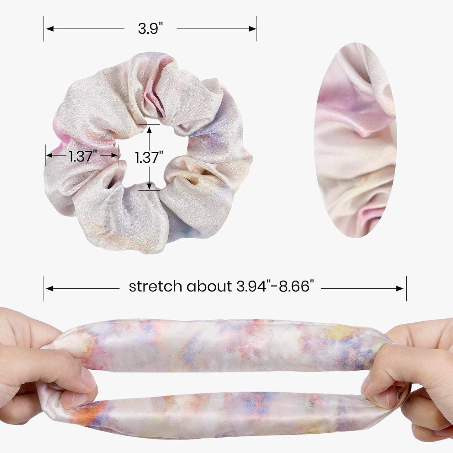 LILYSILK Silk Hair Scrunchies / Ties for Frizz & Breakage Prevention, 100% Mulberry, No Damage, Elastic ponytail Holders, 1Pc, Coffee - Colors A