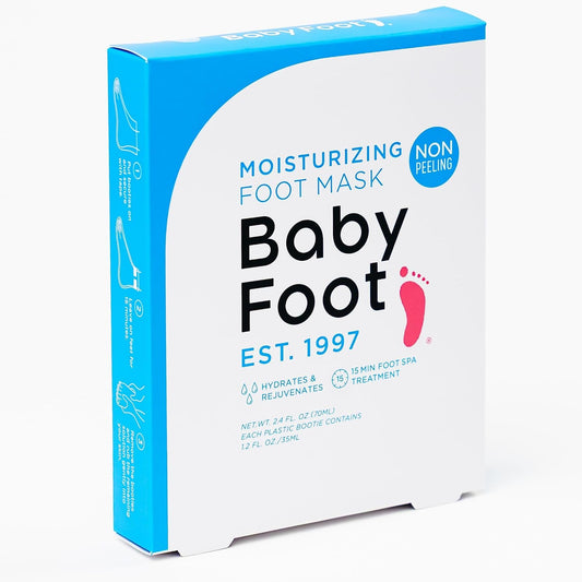 Baby Foot Hydrating Foot Mask for Dry Cracked Feet – Moisturizing Foot Mask Non Peel Treatment – Soft Smooth Feet Repair with Collagen & Hyaluronic Acid – 15 Minute Spa Foot Care, Unscented
