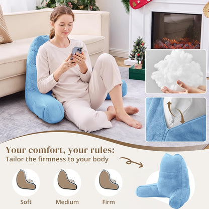 Sasttie Reading Pillows for Sitting in Bed Adult, Back Pillow Bed Sitting Up, Back-Rest Support Cushion for Sit Up on Couch, Sofa, and Floor, Dorm Essentials, Oeko-Tex Certified, Dark Grey