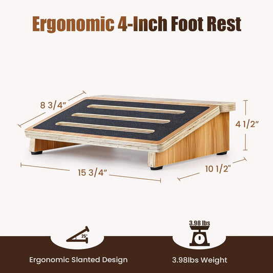 StrongTek Under-Desk Footrest, 4.5 in High, Non-Slip, 300 lb, Office Use