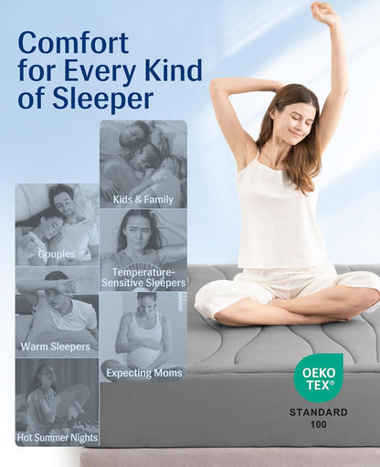 Elegear Cooling Mattress Pad King, Upgraded Arc-Chill® 3.0 + PCM Cooling, Stay Cool All Night, Breathable & Soft, Deep Pocket 18", Washable Mattress Protector for Hot Sleepers, Gray