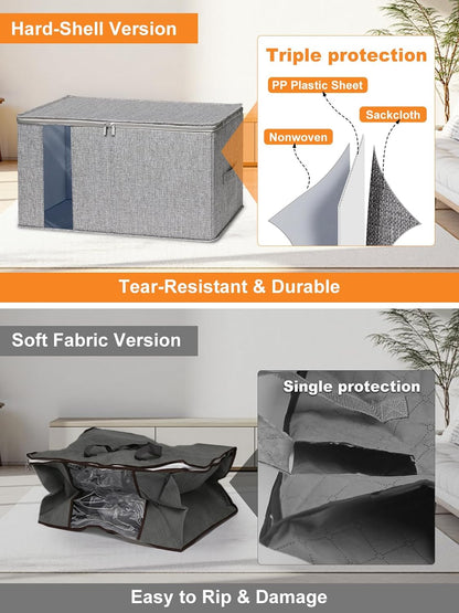 punemi 60L Sturdy Comforter Storage Bag, Blanket Organizer, Grey