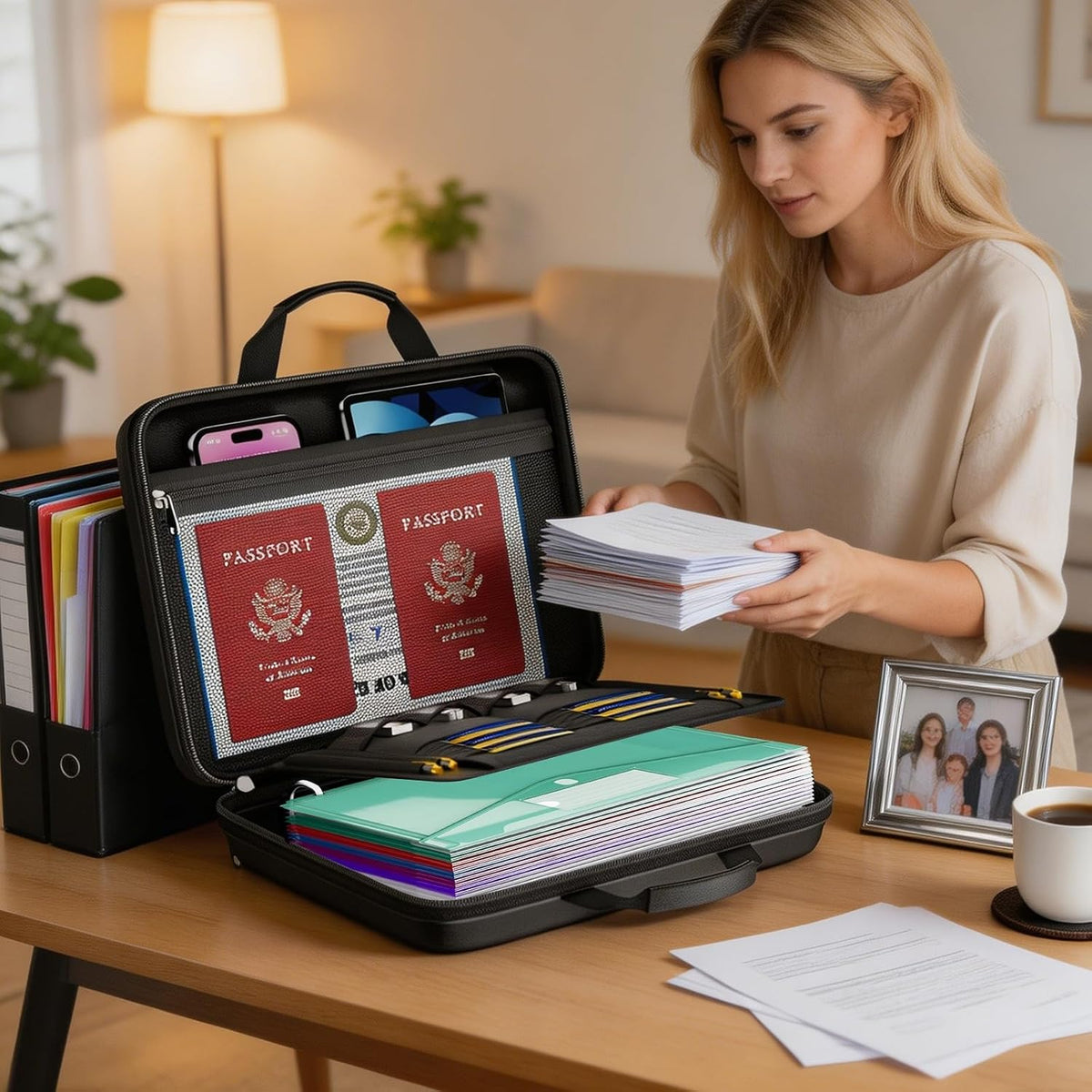 Fireproof Binder Organizer with 22 Pack Binder Pocket, Letter Size