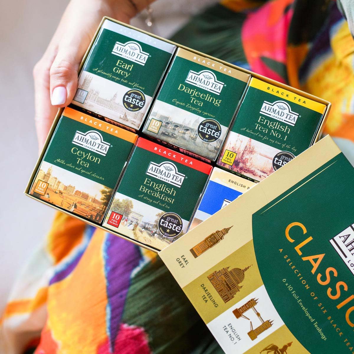 Ahmad Tea Variety Gift Box, 60 Foil Enveloped Teabags, Twelve Teas, 1 Count