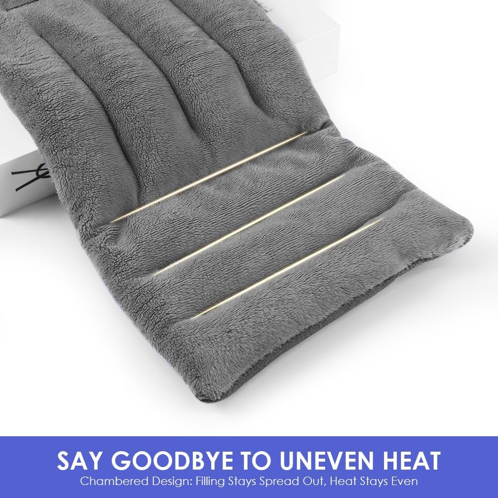 Microwavable Heat Pad for Neck and Shoulders, Weighted Microwave Moist Heating Wrap for Pain Relief Sore Muscle Stress Tension, Heated Wrap with Aromatherapy, Hot & Cold Compress, Grey