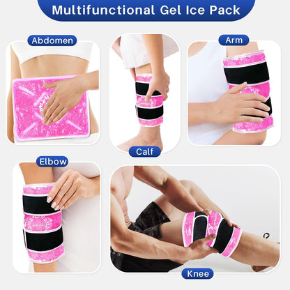 Knee Ice Pack Wrap for Pain Relief Reusable Gel Ice Wrap for Leg Injuries Swelling Knee Replacement Post-Surgery Recovery Adjustable Cold Compression Therapy Wrap for Arthritis