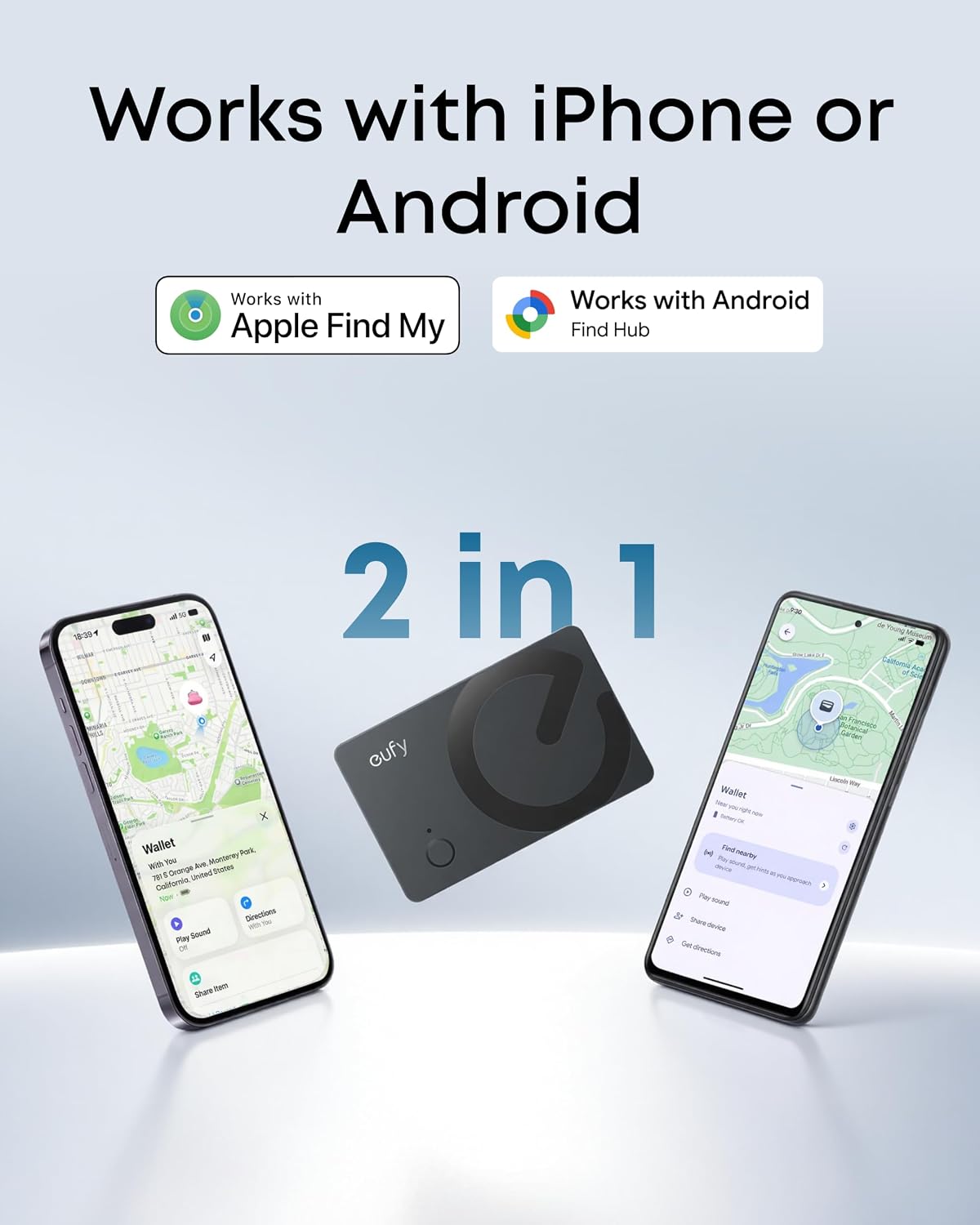 eufy SmartTrack Card E40, Works with iPhone iOS or Android, 1.7 mm Ultra-Thin, Wireless Charging, 80 dB Loud Alarm, Water-Resistant, Perfect for Wallets and Passports