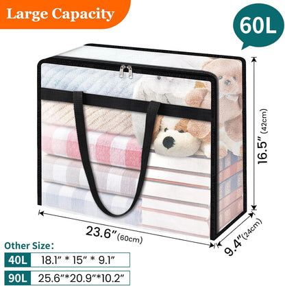 TasticTotes 6 Pack Clear Storage Bags for Comforter, Clothes & Bedding, 40L