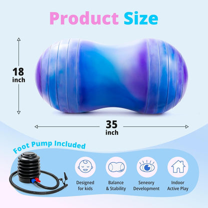 18’’/20’’ Peanut Ball for Kids & Adults, Anti-Burst Exercise Ball for Autism Sensory Training, Pregnancy & Physical Therapy, Yoga Balance Ball Chair for Fitness.