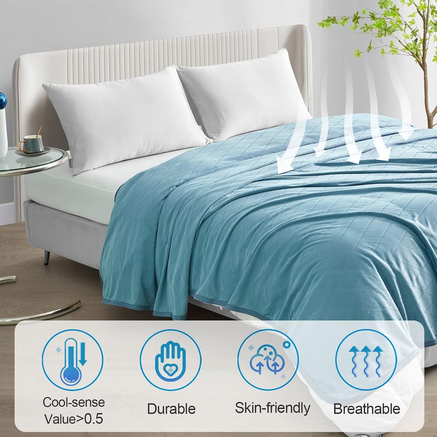 Ailemei Direct Cooling Throw Blanket for Hot Sleepers,Double Sided Cold Effect, Lightweight Breathable Summer Bed Blanket for Couch, Transfer Heat to Keep Body Cool Night Sweats,50"x70"