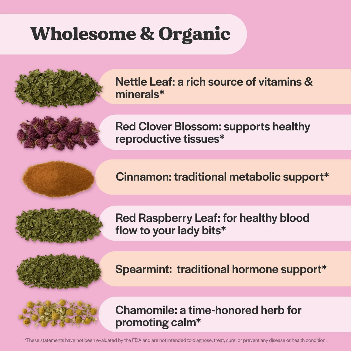 Organic Fertility Tea for Women w Red Raspberry Leaf, Cinnamon Bark, Spearmint & Nettle Leaf, Chamomile & Red Clover | 15 Pyramid Sachet