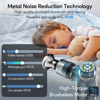 arboleaf Massage Gun Deep Tissue, Balance of Power & Portability Full-Metal Percussion Massager with Silent Brushless Motor - Ultra-Quiet Pocket-Sized for Athletes Back Pain Relief Home Office Travel