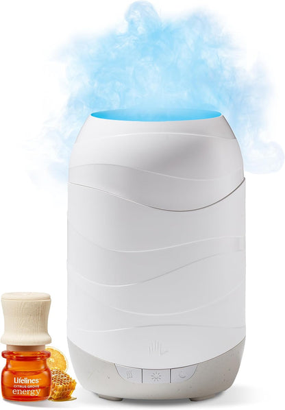 Lifelines Cloud Ultrasonic Essential Oil Diffuser with Essential Oil Blend, 300ml - Aromatherapy Diffuser with Soothing Mesmerizing Raindrop Effect & Auto-Shutoff Feature - Home & Bedroom Essentials