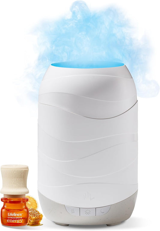 Lifelines Cloud Ultrasonic Essential Oil Diffuser with Essential Oil Blend, 300ml - Aromatherapy Diffuser with Soothing Mesmerizing Raindrop Effect & Auto-Shutoff Feature - Home & Bedroom Essentials