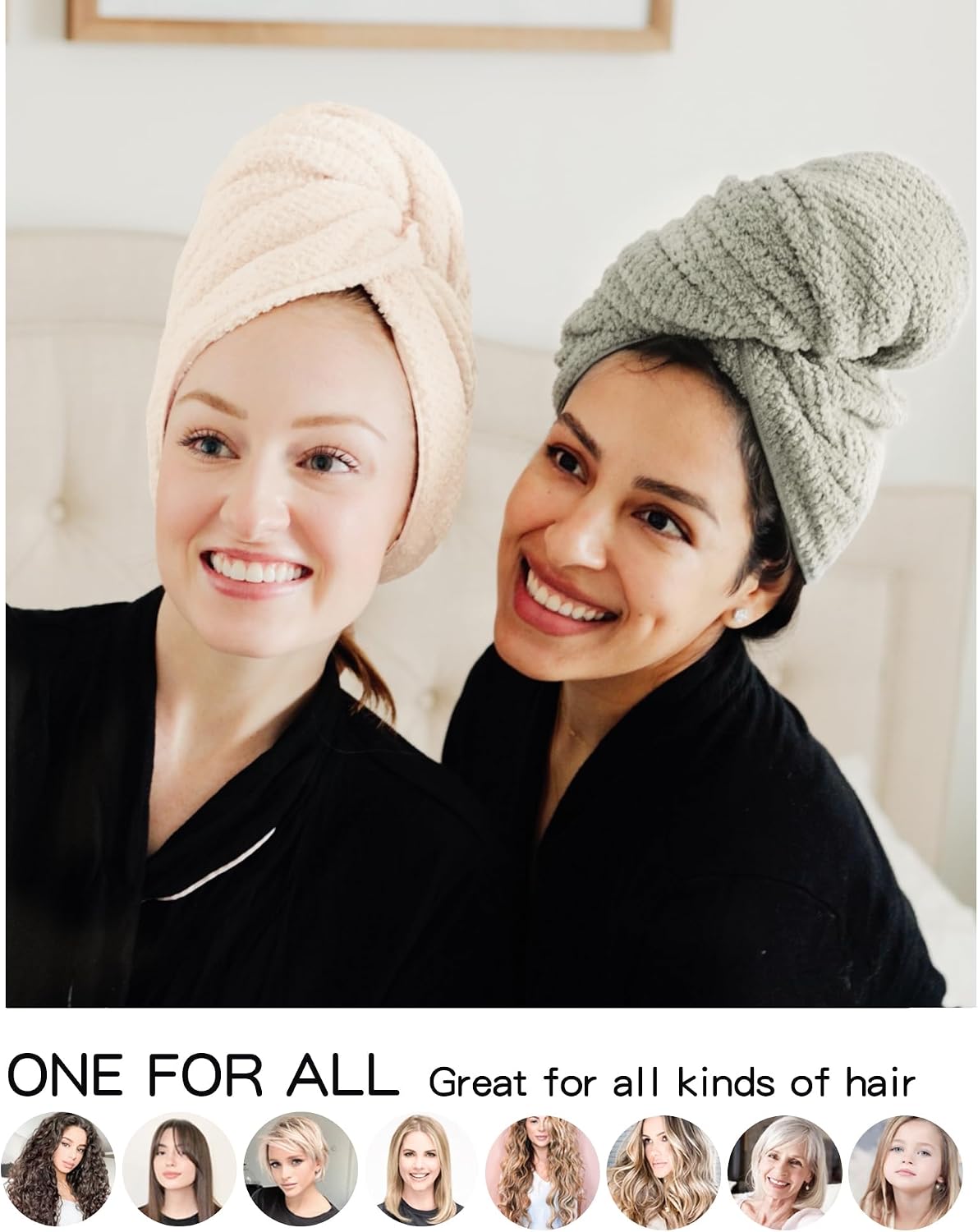 ROLSHOL 2 Packs Large Microfiber Hair Towels for Women, Super Absorbent & Quick Dry Hair Towel Wrap for Curly Hair Long & Short Hair- Anti-Frizz Hair Turbans for Wet Hair - 27.5''*39.4''