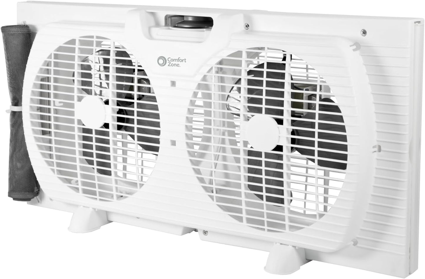 Comfort Zone Twin Window Fan with Reversible Airflow Control, 9 inch, Auto-Locking Expanders, 2 Speed Fan, Dual Fan, Exhaust, Airflow 9.84 ft/sec, Ideal for Home, Kitchen, Bedroom & Office, CZ319WT