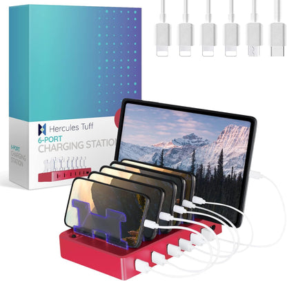 Fast Charging Station for Multiple Devices, 6-Port USB Charging Dock White