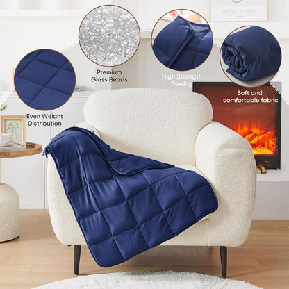 Weighted Lap Blanket for Adults 5lbs, 24"x29" Cooling Heavy Throw Blanket, Portable Travel Weighted Blankets, Soft Small Blankets Gift for Sleeping, Navy Blue