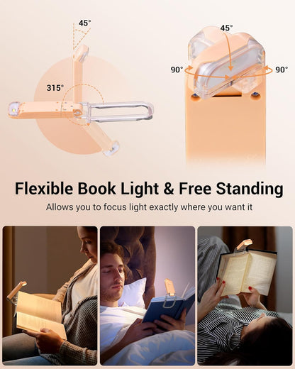 DEWENWILS USB Rechargeable Book Light for Reading in Bed, LED Book Reading Lights with Clip, Perfect for Bookworms, Kids, Warm White, Brightness Adjustable (Blue)