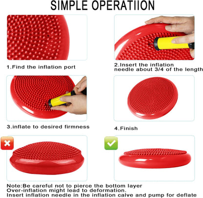 Wobble Cushion, Balance Disc, Wiggle Seat, Balance Pads for Physical Therapy, Stability Disc, Wobble Board for Dogs, Office, Sensory Kids, Classroom with Spiky Massage Ball